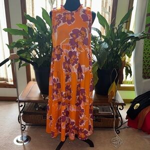 Umgee Orange Purple Sleeveless Halter Sundress
